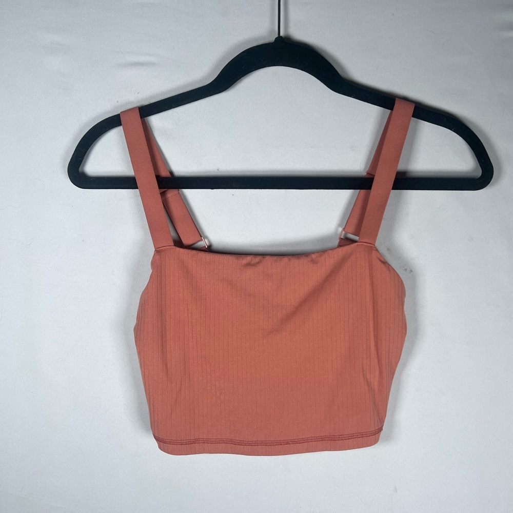 Aerie Real Me Recharge Least Support Adjust Ribbed Bra - Small in Salmon/Coral